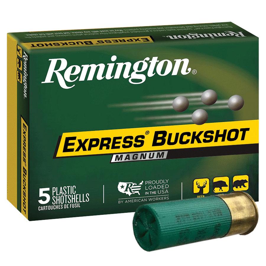 Remington Express Magnum Buckshot Shotshells 12 ga 3-1/2" 18 plts #00 1125 fps 5/ct Picture of Remington Arms Co. Inc. REMINGTON EXPRESS MAGNUM BUCKSHOT LOAD 12GA 3-1/2IN 18PEL 00 AMMO 5RD