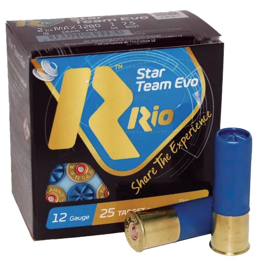 Rio Star Team 12 ga 2-3/4" 1 oz 1280 fps #7.5 25/ct Picture of Rio Outdoors Corp Star Team EVO 12GA 2 3/4" MAX 1oz #7.5 1280 FPS
