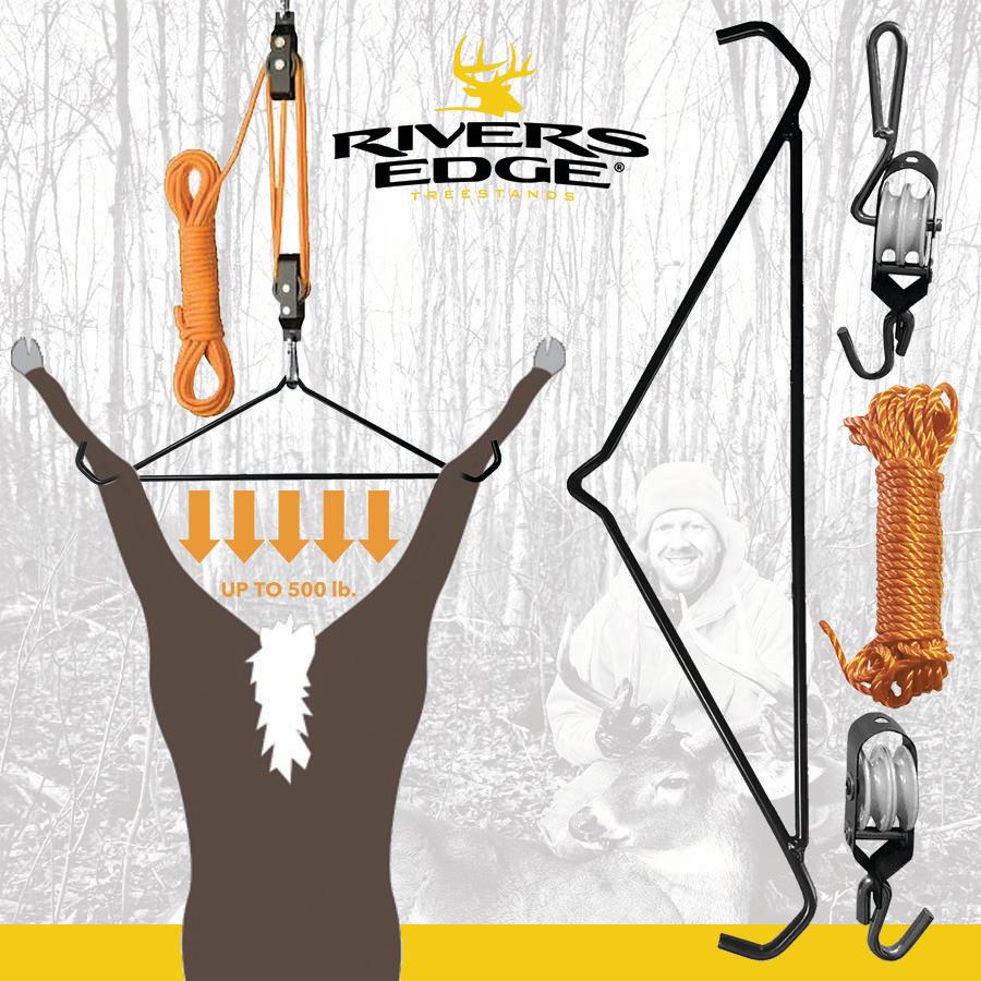 River's Edge Game Gambrel with Hoist Picture of Ardisam (River's Edge/ Barronett Blinds) RIVERS EDGE GAME GAMBREL W/ HOIST RIVERS EDGE