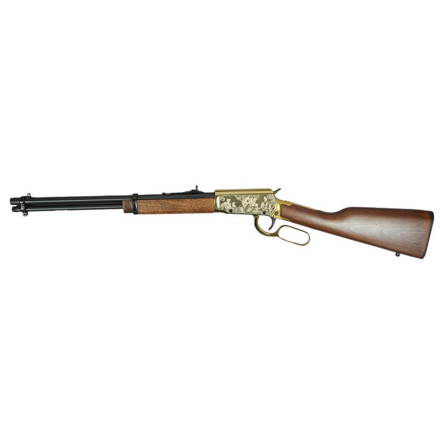 Rossi Rio Bravo "Doc Holiday" Lever Action Rifle 22 LR 15rd Capacity 18" Barrel Gold Finish/Hardwood Stock Picture of Taurus InternationalInc - Rossi ROSSI RIO BRAVO 22LR 18? 15-RDS PVD GOLD HW DOC HOLLIDAY