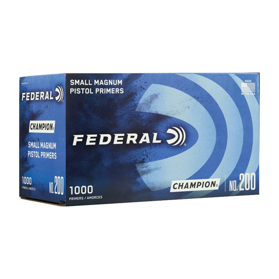 Federal Premium Champion Centerfire Primers Mag Small Pistol 1000/ct Picture of Federal Cartridge Co. FEDERAL CHAMPION CENTERFIRE SMALL MAGNUM PISTOL PRIMER 1000CT
