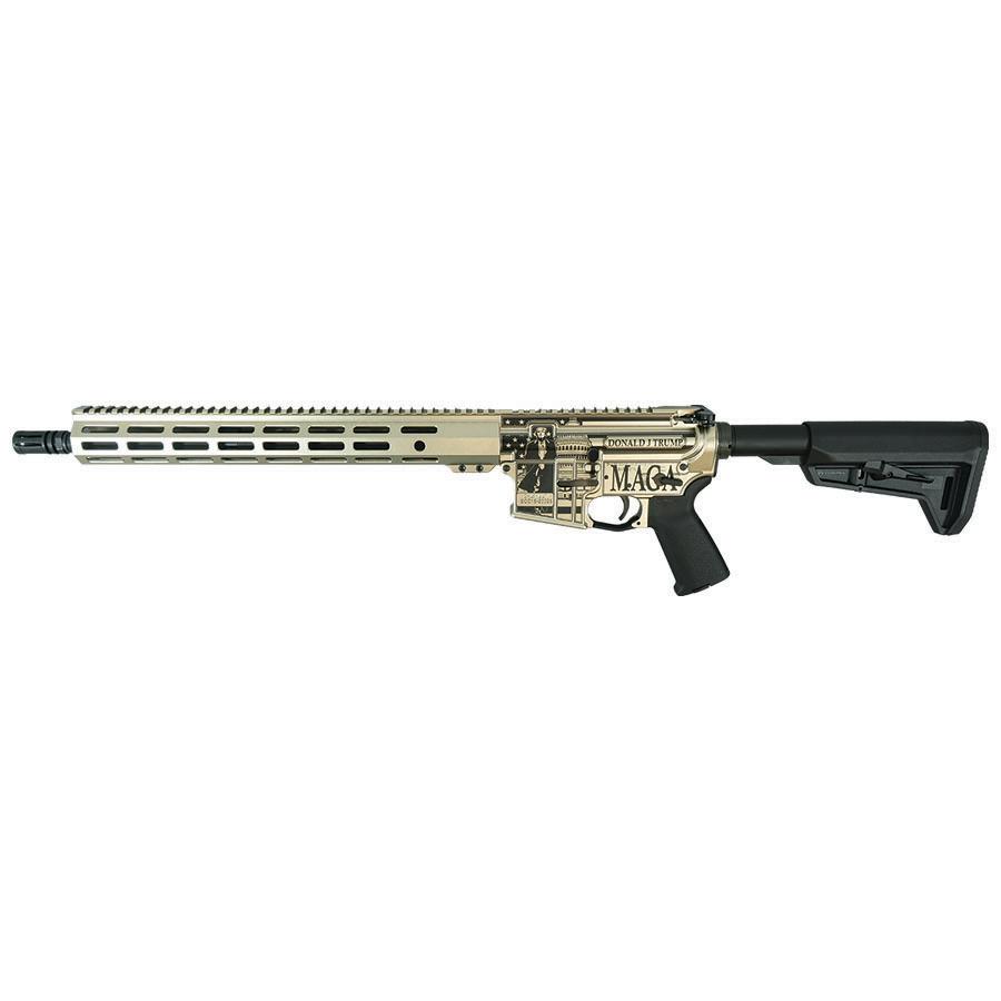 Shark Coast SCC-15 "Trump Fight" Rifle 5.56mm 30rd Magazine 16?? Barrel Champagne Finish Magpul Stock and Grip Picture of Shark Coast Tactical Shark Coast Trump Fight AR 16?? .556 Magul Stock and Grip 30rd SCC-15