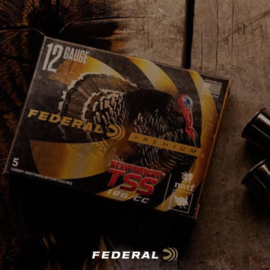 Federal Heavyweight TSS 12ga 3.5" 2-1/4oz 1200 fps #7 5/ct Picture of Federal Cartridge Co. FEDERAL PREMIUM TURKEY HEAVYWEIGHT TSS 12GA 3-1/2" 2-1/4 OZ 7 AMMO 5RD