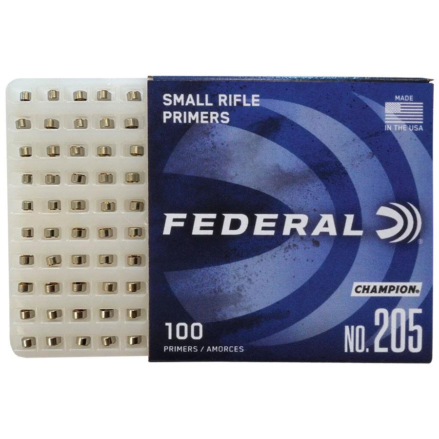 Federal Premium Champion Centerfire .205 Primers Small Rifle 1000/ct Picture of Federal Cartridge Co. FEDERAL CHAMPION CENTERFIRE SMALL RIFLE PRIMER 1000CT