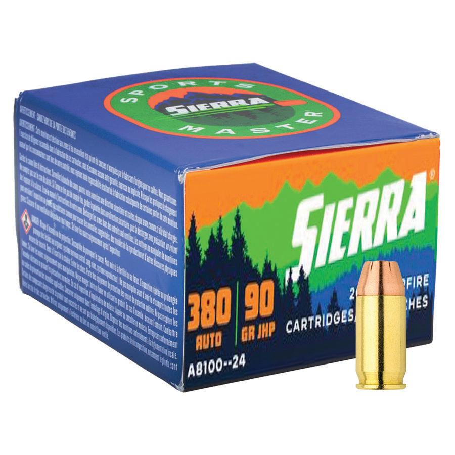 Sierra Sports Master Handgun Ammunition .380 Auto 90 gr JHP 990 fps 20/ct Picture of Sierra Bullets Sierra Sports Master 380 Auto 90 GR JHP Ammo 20 rnds