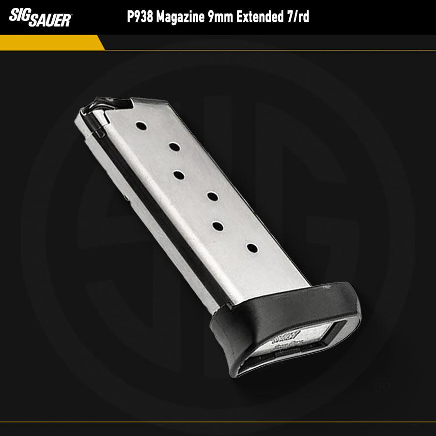 Sig Sauer P938 Magazine 9mm Extended 7/rd Picture of Sig Sauer Mag Sig P938 9mm 7rd Extended