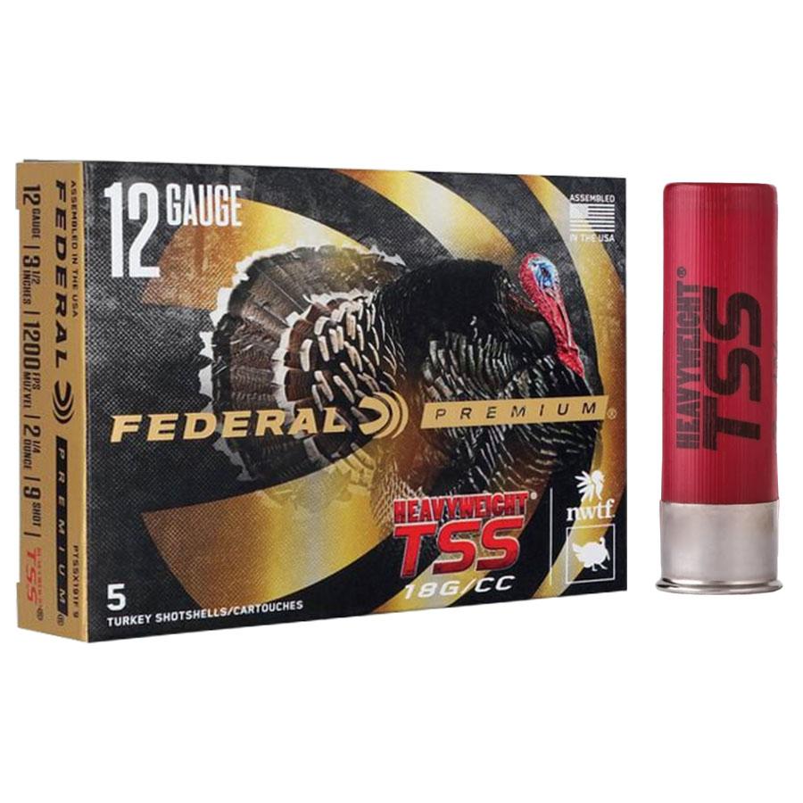 Federal Heavyweight TSS 12ga 3.5" 2-1/4oz 1200 fps #7 5/ct Picture of Federal Cartridge Co. FEDERAL PREMIUM TURKEY HEAVYWEIGHT TSS 12GA 3-1/2" 2-1/4 OZ 7 AMMO 5RD