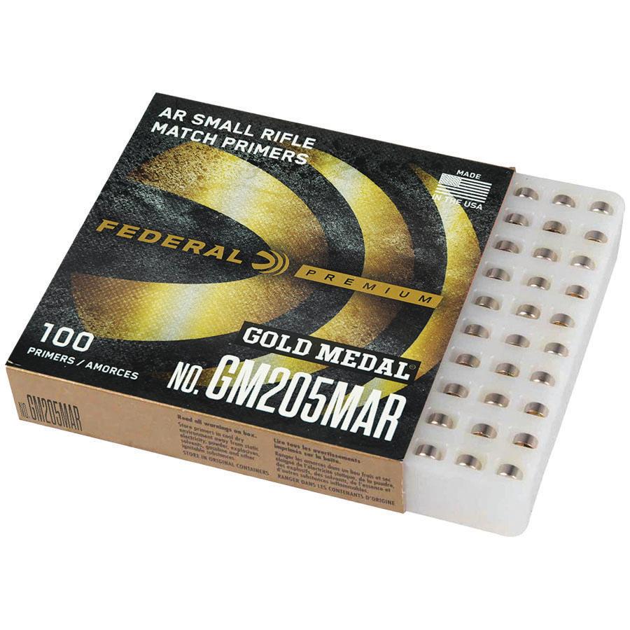 Federal Premium Gold Medal Centerfire Primers AR Small Rifle Match 1000/ct Picture of Federal Cartridge Co. FEDERAL PREMIUM GOLD MEDAL MATCH CENTERFIRE SM RIFLE PRIMER AR RFLE 1000CT