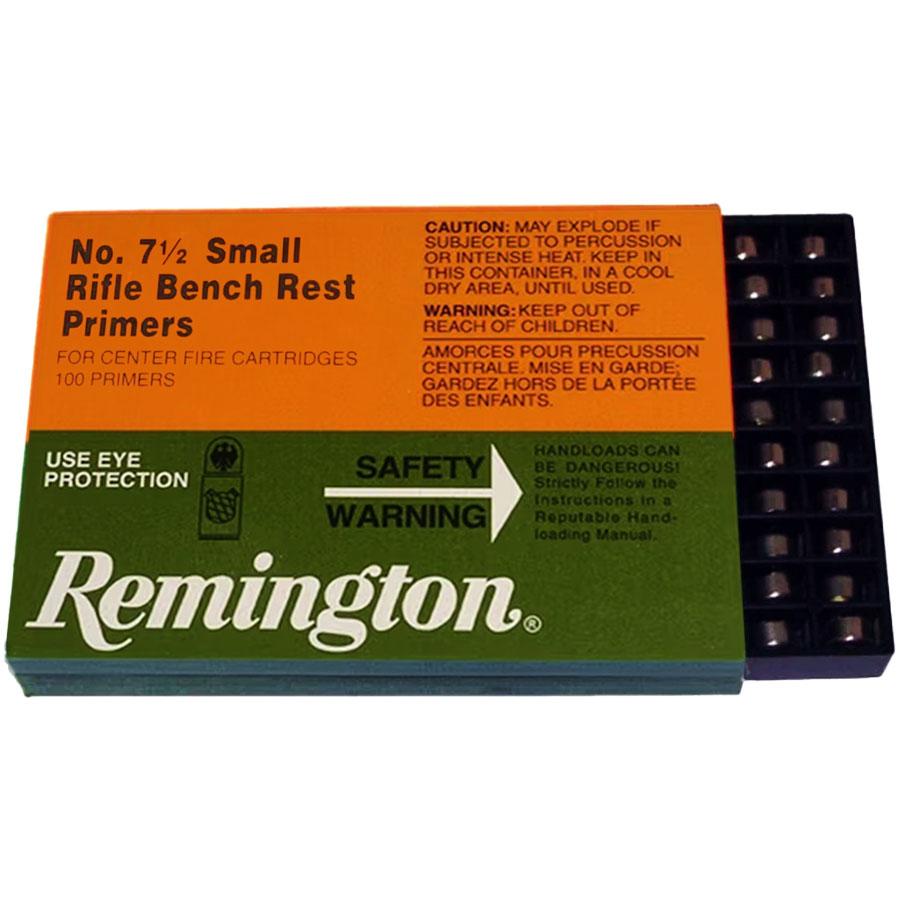 Remington Centerfire Primers-7-1/2 Small Rifle BR 1000/ct Picture of Remington Bulk Components REMINGTON PRIMER 7-1/2 SMALL RIFLE BENCH REST 1000/CT