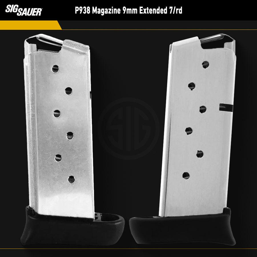 Sig Sauer P938 Magazine 9mm Extended 7/rd Picture of Sig Sauer Mag Sig P938 9mm 7rd Extended