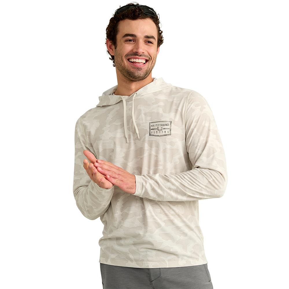 Huk Drift Performance Hoodie Long Sleeve Shirt Silver Birch Camo 2XL Picture of Marolina DBA HUK DRIFT PRINTED HOODIE SILVER BIRCH SIZE XXL