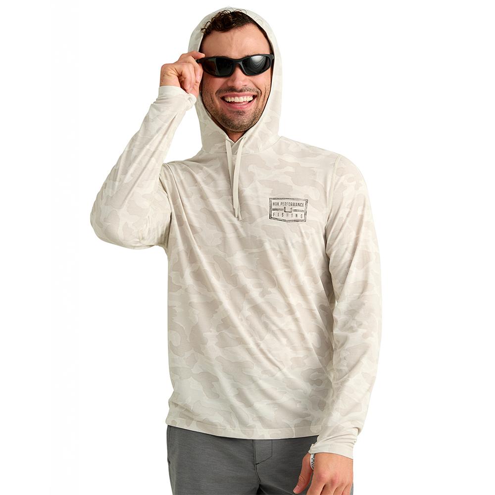 Huk Drift Performance Hoodie Long Sleeve Shirt Silver Birch Camo L Picture of Marolina DBA HUK DRIFT PRINTED HOODIE SILVER BIRCH SIZE L
