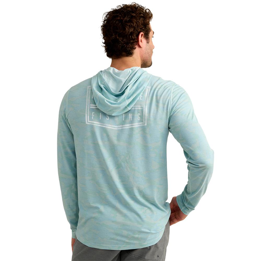 Huk Drift Performance Hoodie Long Sleeve Shirt Heron Blue XL Picture of Marolina DBA HUK DRIFT PRINTED HOODIE HERON BLUE SIZE XL