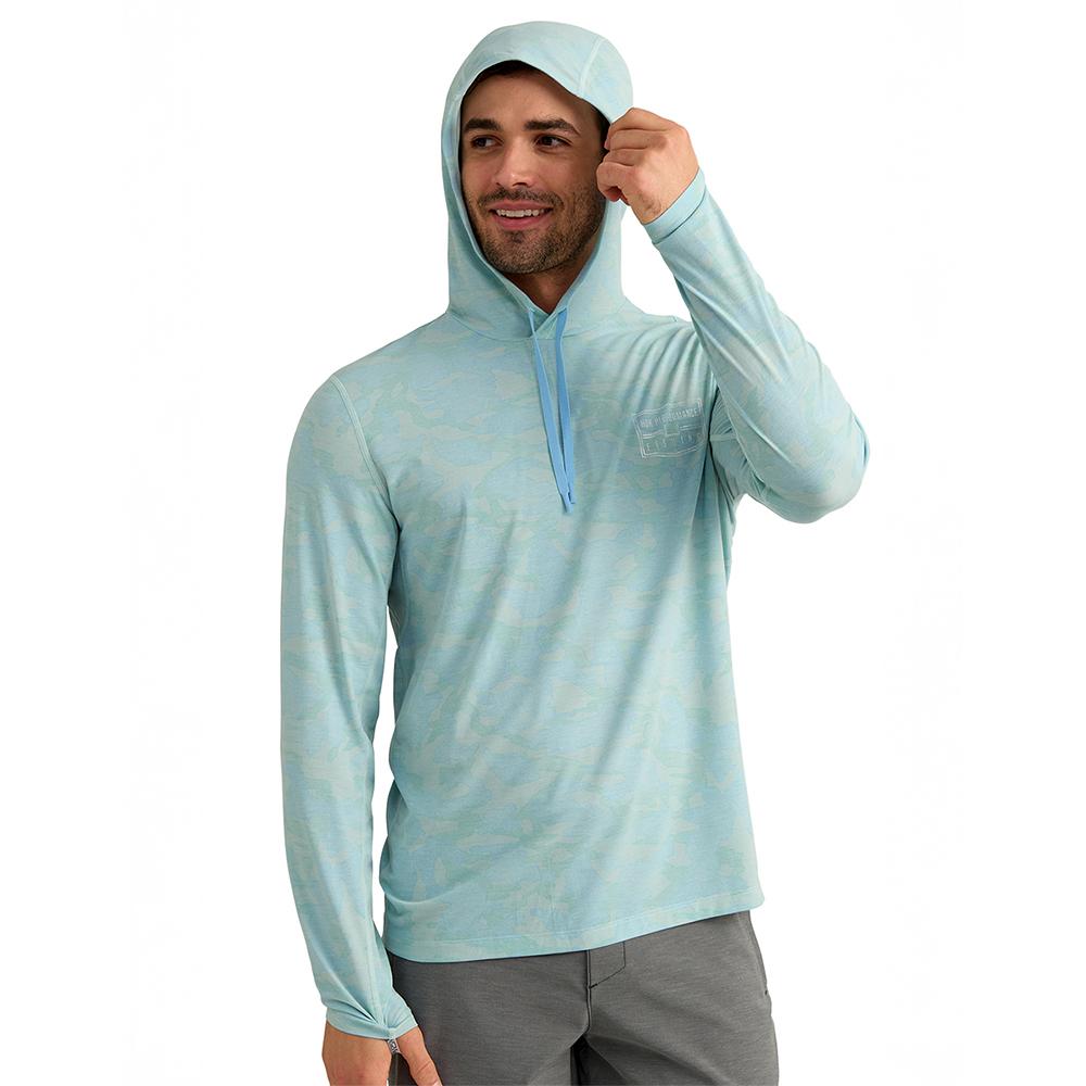 Huk Drift Performance Hoodie Long Sleeve Shirt Heron Blue XL Picture of Marolina DBA HUK DRIFT PRINTED HOODIE HERON BLUE SIZE XL