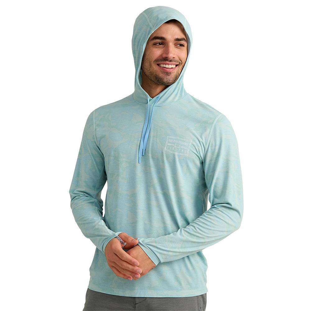 Huk Drift Performance Hoodie Long Sleeve Shirt Heron Blue XL Picture of Marolina DBA HUK DRIFT PRINTED HOODIE HERON BLUE SIZE XL
