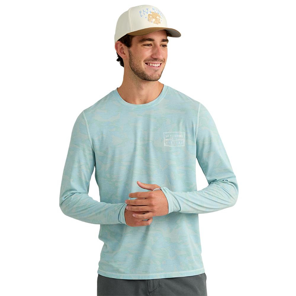 Huk Drift Performance Long Sleeve Shirt Heron Blue XL Picture of Marolina DBA HUK DRIFT PRINTED LS CREW HERON BLUE SIZE XL
