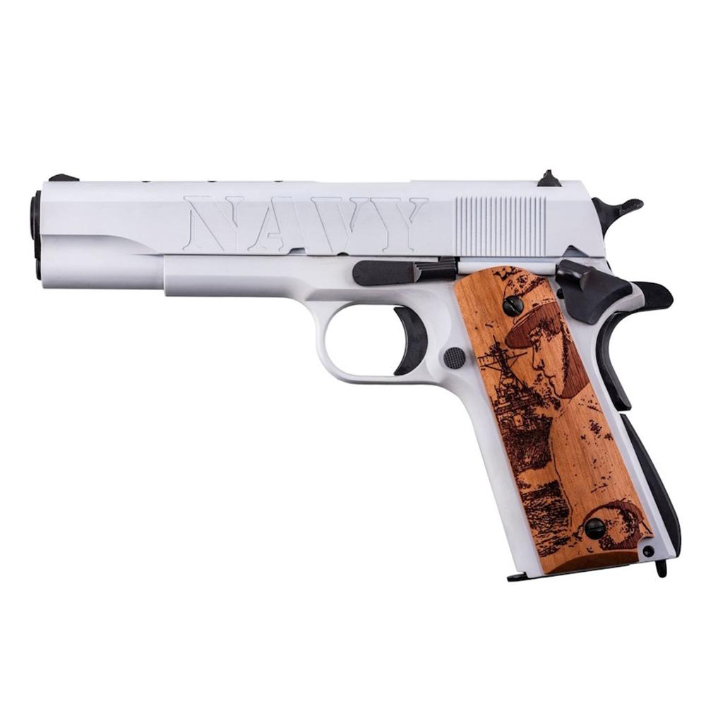 Auto Ordnance 250th Navy Anniversary Handgun .45 ACP 7rd Magazine 5" Barrel Engraved Wood Grips Picture of Kahr Arms Auto Ord Navy 250th Anniv 1911 45ACP 7Rd 5In Wood Grip
