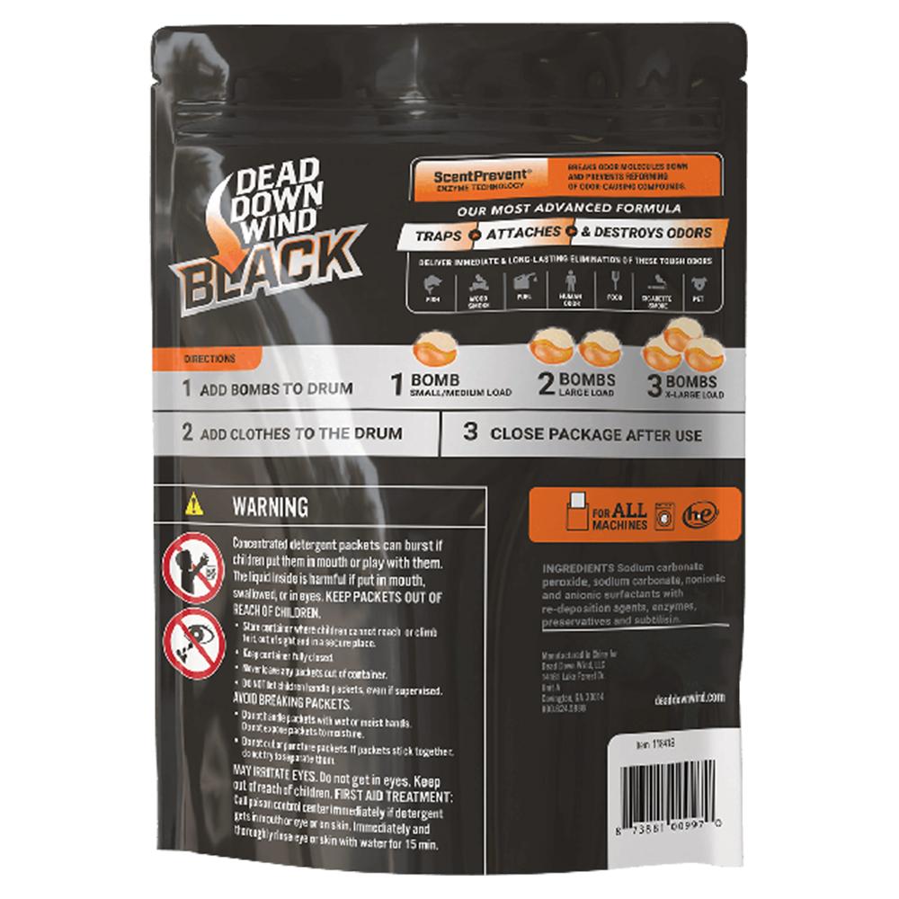 Dead Down Wind Black Premium Laundry Bombs 36/ct Picture of Dead Down Wind DBA Arcus Hunting BLACK Premium Laundry Bombs 36 ct