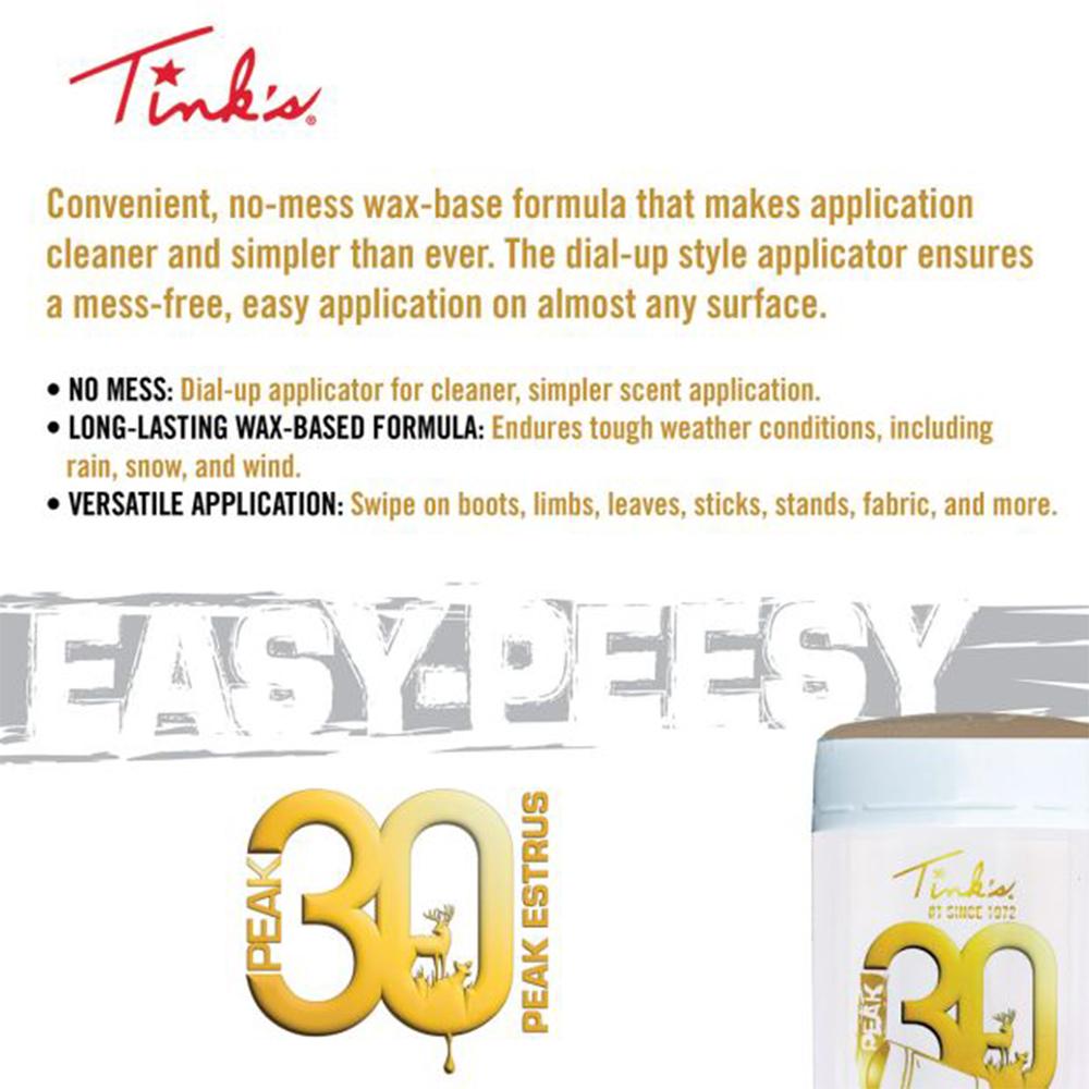 Tink's Peak30 Premium Doe Estrus Natural Stick 2.75 Picture of Dead Down Wind DBA Arcus Hunting PEAK30 Premium Doe Estrus Natural Stick 2.75 oz