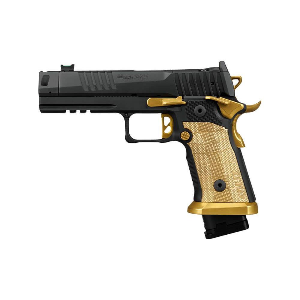 Sig Saur P211 Spectre Comp Handgun 9mm Luger 23(1) & 21(2)rd Magazines 4.4" Compensated Barrel SAO Brass Grip Optic Ready Picture of Sig Sauer P211 SPECTRE 9MM 4.4IN SAO FO BRASS GRP (1)23 (2)21RD MAGs OR COMP