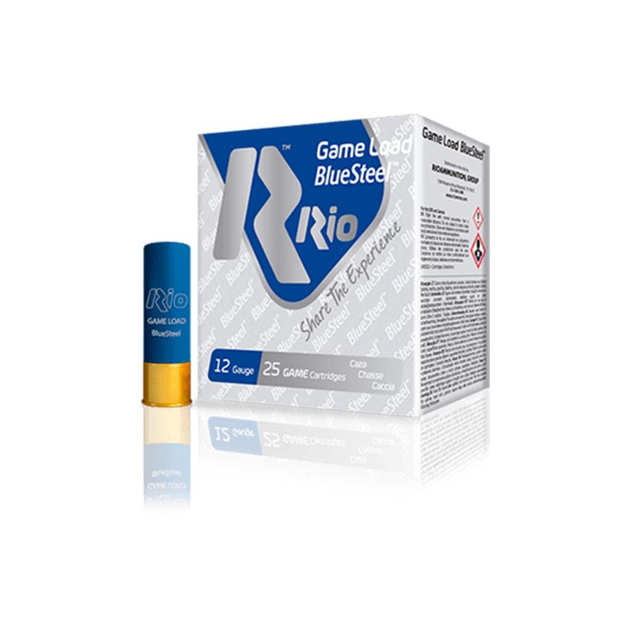 Rio Game Load Blue Steel Shotshells 12 ga 2-3/4" 1-1/8oz 1360 fps #6 25/ct Picture of Rio Outdoors Corp RIO Game Load BlueSteel 12GA 2-3/4" 1-1/8oz #6 MAX 1360 FPS