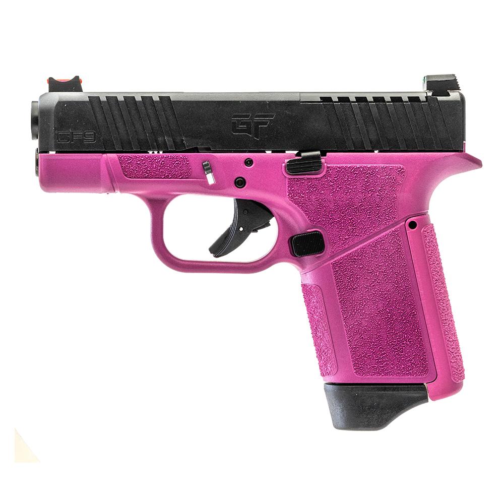 GForce Arms GF9 Rapture Subcompact OR Handgun 9mm Luger 12rd Magazine 3.25" Barrel Pink Frame and Black Slide Picture of GForce Arms GFORCE ARMS GF9 9MM 3.25'' BRL 12+1 Pink Frame Black Slide Micro FP