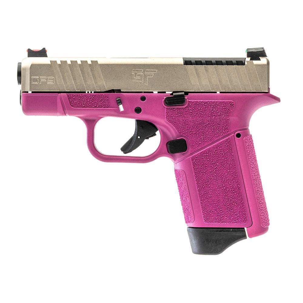GForce Arms GF9 Rapture Subcompact OR Handgun 9mm Luger 12rd Magazine 3.25" Barrel Pink Frame Nickel Slide Picture of GForce Arms GFORCE ARMS GF9 9MM 3.25'' BRL 12+1 Pink Frame Nickel Slide Micro FP