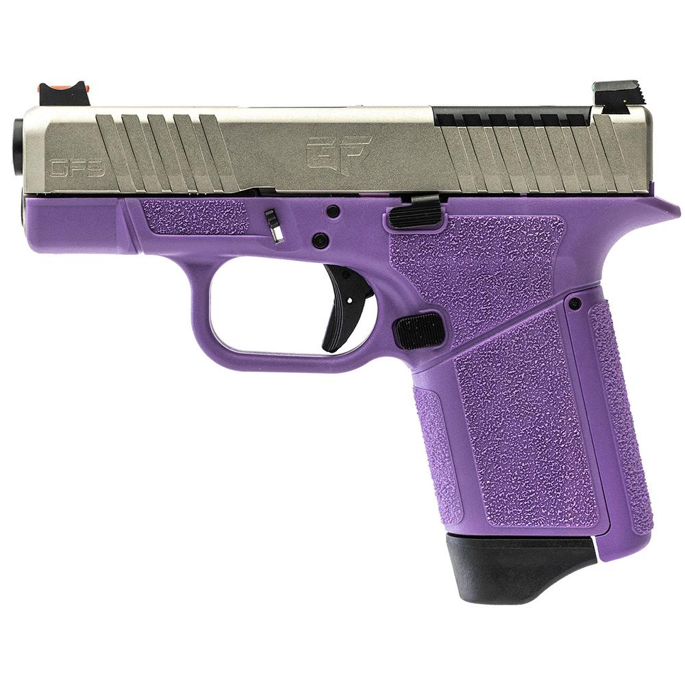 GForce Arms GF9 Rapture Subcompact OR Handgun 9mm Luger 12rd Magazine 3.25" Barrel Purple Frame Nickel Slide Picture of GForce Arms GFORCE ARMS GF9 9MM 3.25'' BRL 12+1 Purple Frame Nickel Slide Micro FP