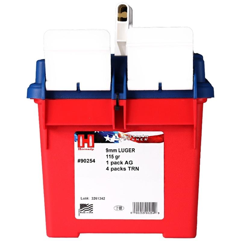 Hornady  250th Anniversary Ammo Can Combo 9mm Luger 50/ct 115gr American Gunner XTP & 200/ct TAP Training FMJ w/ Hat and Sticker Picture of Hornady Mfg HORNADY AMMO 9MM 115 GR 250 RD (50 RD XTP AG / 200 RD TAP)