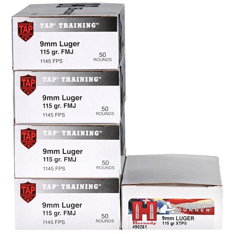 Hornady  250th Anniversary Ammo Can Combo 9mm Luger 50/ct 115gr American Gunner XTP & 200/ct TAP Training FMJ w/ Hat and Sticker Picture of Hornady Mfg HORNADY AMMO 9MM 115 GR 250 RD (50 RD XTP AG / 200 RD TAP)