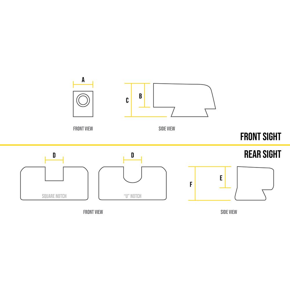 Ameriglo Optic Compatible Sight Set for Glock Gen 5 A-Cut Green with Black Front and Back Picture of Ameriglo Ameriglo Glock COA Combo Std Width Grn Trit 3 Dot Set Blk Outline .240 Frnt