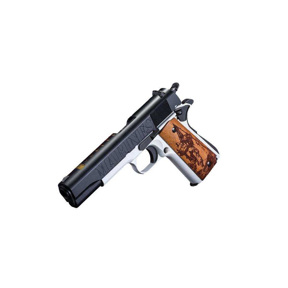 Auto Ordnance Marines 250th Anniversary 1911 Handgun .45 Auto 7rd Magazine 5" Barrel Engraved Wood Grip Picture of Kahr Arms Auto Ord Marines 250th Anniv 1911 45ACP 7Rd 5In Wood Grip