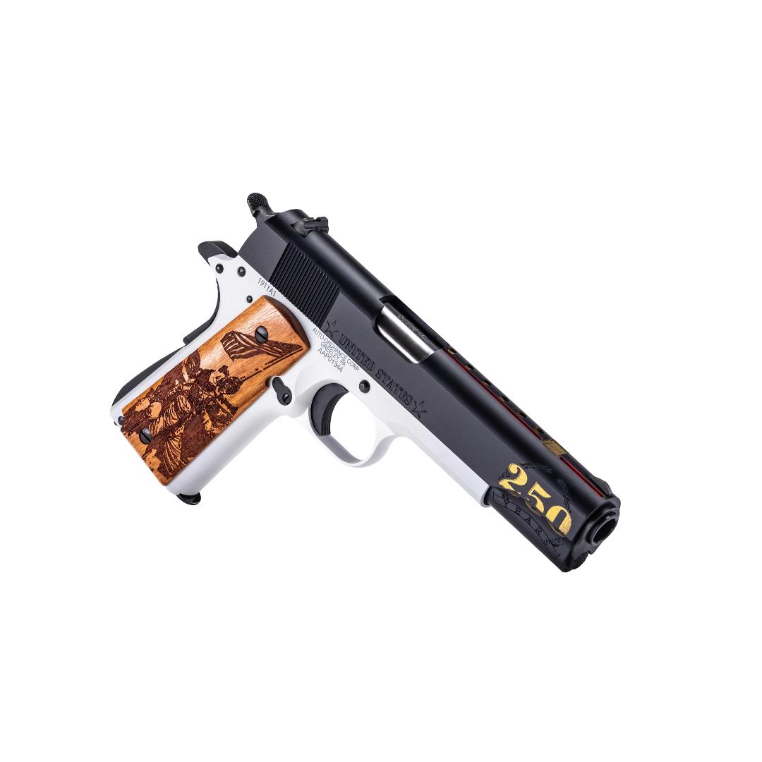 Auto Ordnance Marines 250th Anniversary 1911 Handgun .45 Auto 7rd Magazine 5" Barrel Engraved Wood Grip Picture of Kahr Arms Auto Ord Marines 250th Anniv 1911 45ACP 7Rd 5In Wood Grip