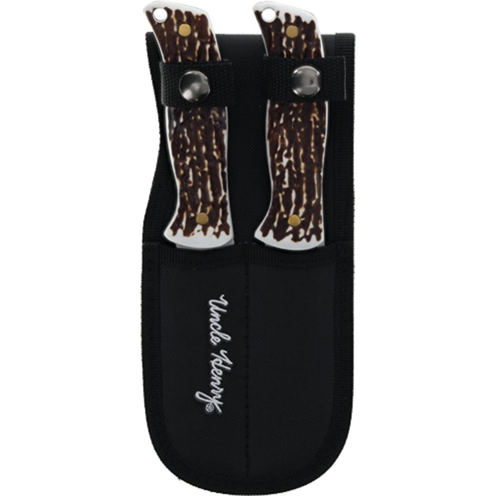 Uncle Henry Fixed Blade Knife Combo 4-1/5" Drop Point and Gut Hook Blades Picture of Battenfeld Knives UH 2-PC FIXED BLADE HUNTING KNIFE COMBO