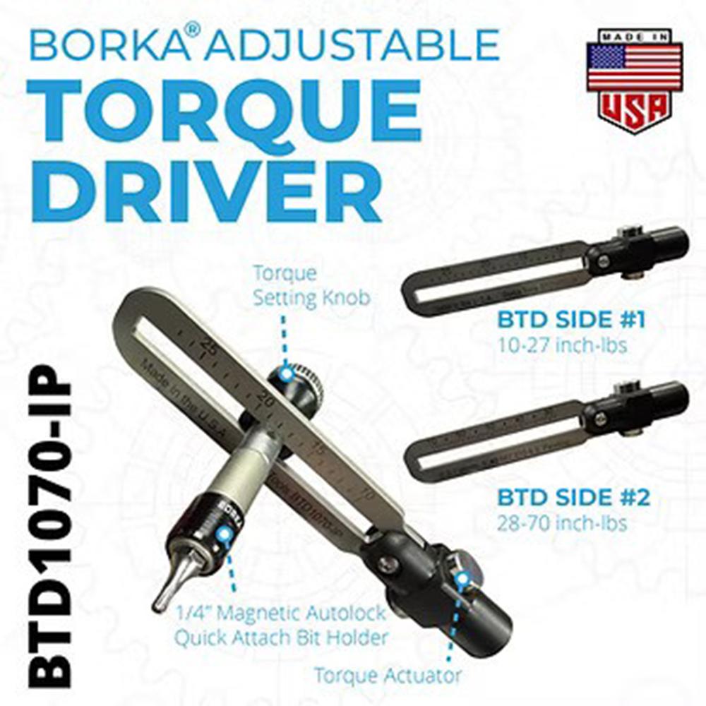 Borka Standard Configuration Tool Kit with 3 pc Extension Bit Set Picture of Pro-Shot Products Standard Config Adjustable Torque Driver Kit with 3pc Extension Bit Set