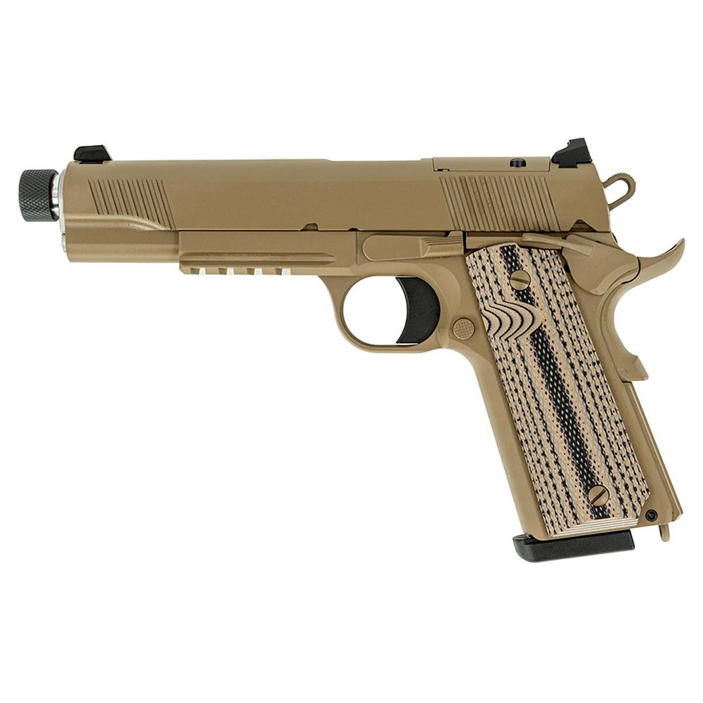 Tisas 1911 B45RGD TH Raider Handgun .45 ACP 8rd Magazines(2) 5.5" Threaded Barrel FDE Cerakote Picture of Tisas Arms Corp TISAS 1911 DUTY 45ACP 5''RAIDER Threaded Bbl Cerakote FDE G10 Grips 2-8rnd