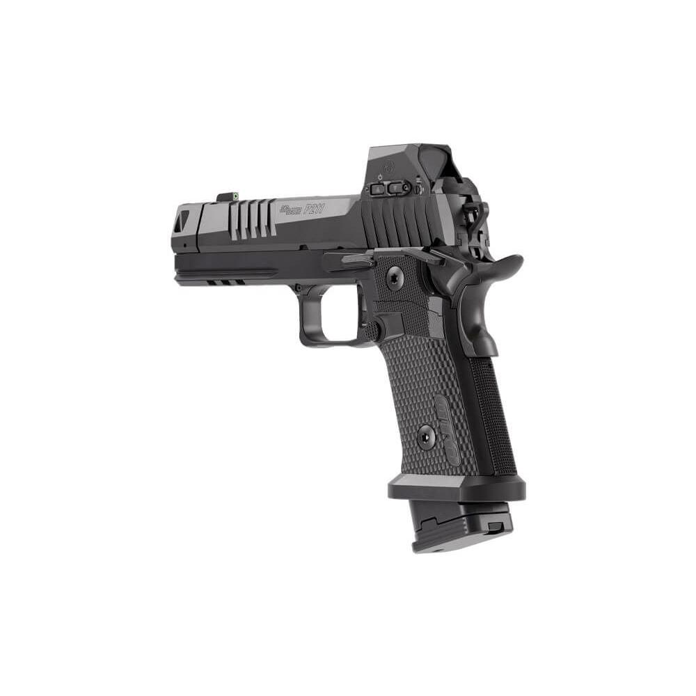 Sig Sauer P211-GTO Blackout Handgun 9mm Luger 21(2)&23(1)rd Magazines 4.4" Compensated Barrel with Romeo3 Pro SAO Picture of Sig Sauer SIG 211 9MM 4.4IN BBL BLK SAO COMP FO SIG HT (2)21RD23RD ROMEO3PRO