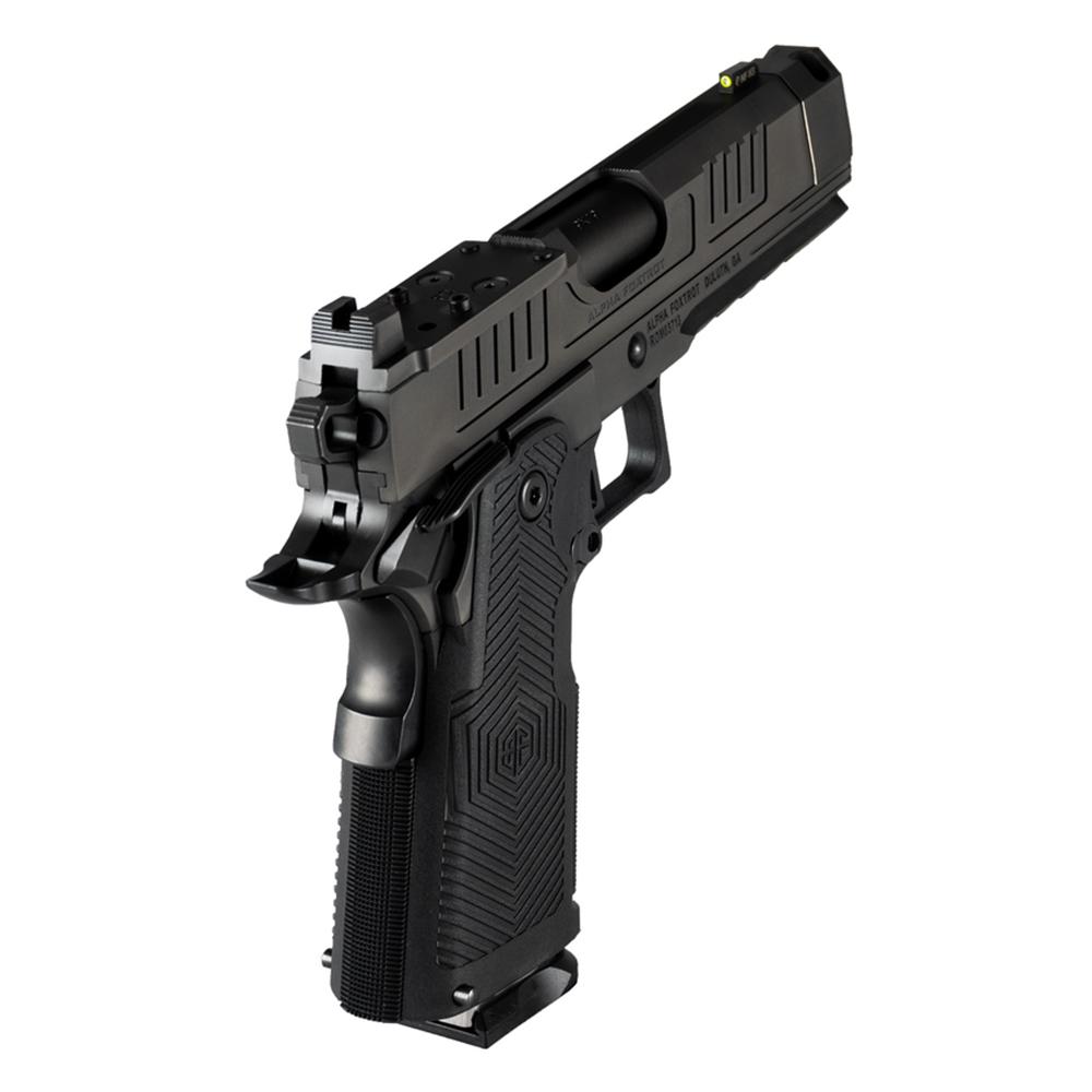 Alpha Foxtrot AF1911-Romulus Handgun 9mm Luger 10rd Magazine(2) 3.5" Compensated Threaded Barrel Black MOS Cut Picture of Alpha Foxtrot AF1911-ROMULUS  9MM 3.5IN MOS ADAPTER COMP. BULL RAMPED  DLC BLACK 10RD