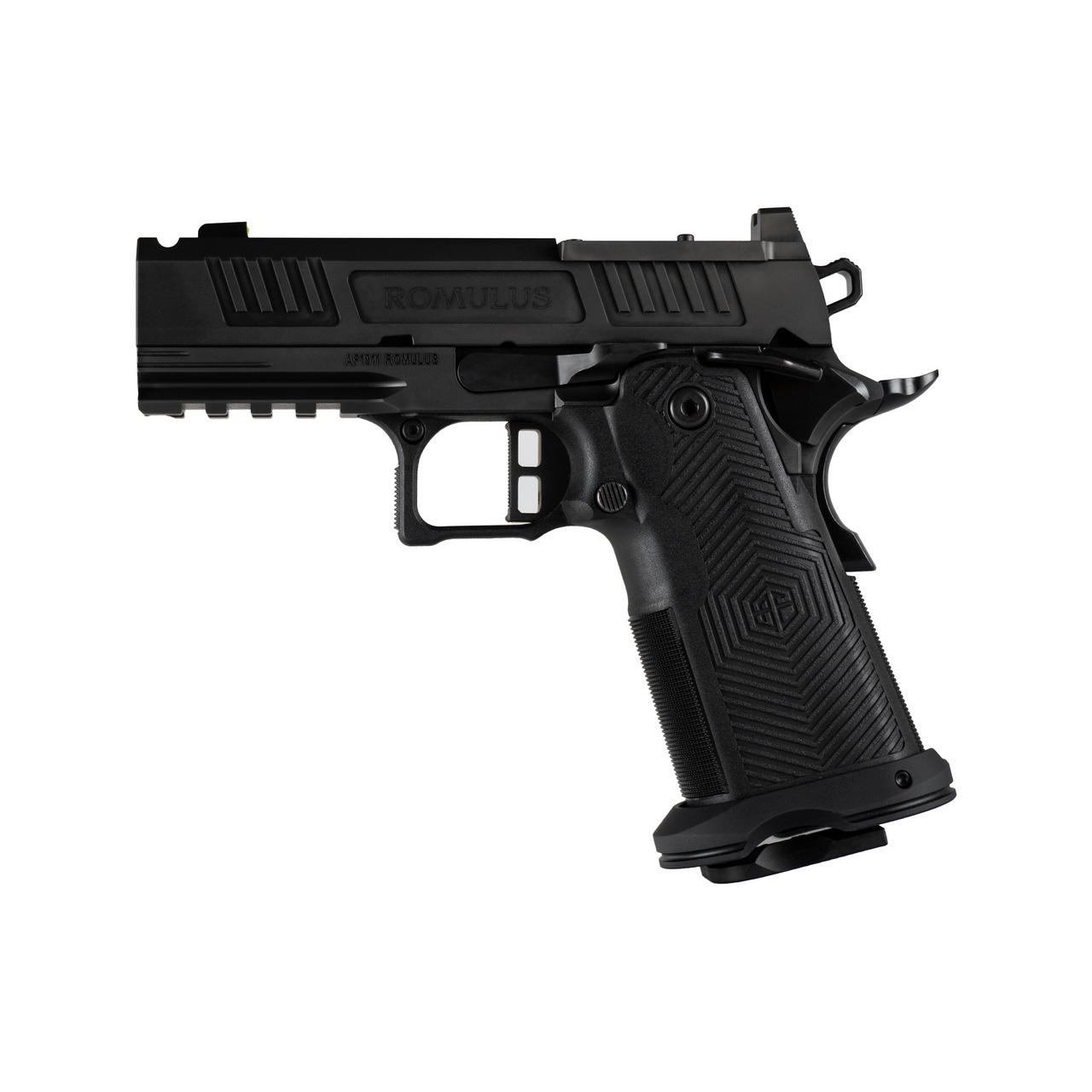 Alpha Foxtrot AF1911-Romulus MOS Adapter Handgun 9mm Luger 17(1) & 20rd(1) Magazines 3.5" Ported Barrel DLC Black Picture of Alpha Foxtrot Alpha Foxtrot AF1911-ROMULUS 9MM 3.5" PORTED MOS DLC BLACK 17/20RD