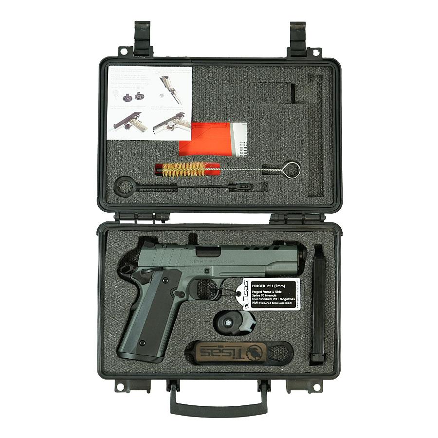 Tisas 1911 Night Stalker SF Handgun 9mm Luger 9rd Magazine(2) 5" Threaded Barrel Grey Cerakote Finish Picture of Tisas Arms Corp TISAS 1911 DUTY Night Stalker SF 9MM 5'' Threaded Barrel Cerakote Grey