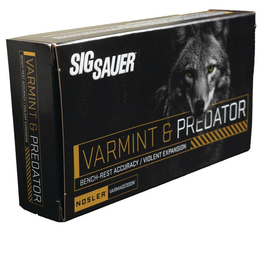 Sig Sauer Varmint & Predator w/Varmageddon Rifle Ammunition .22-250 Rem 55gr PT 20/ct Picture of Sig Sauer SIG AMMO 22-250 REM 55GR VARMINT & PREDATOR VARMAGEDDON BOX/20