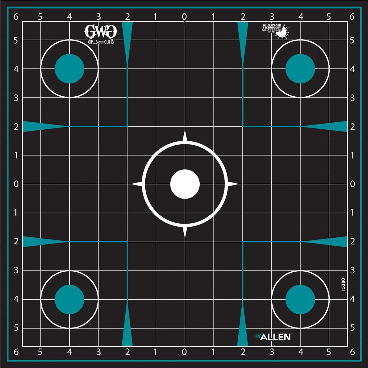 Allen Girls with Guns Splash Adhesive Sight Grid Targets 12x12 - 5/ct