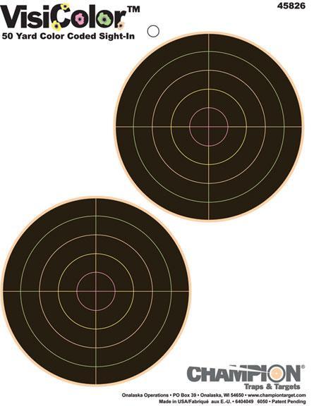 Champion VisiColor High-Visibility Paper Targets 5" Double Bull 10/Pack Picture of Champion VISICOLOR - 5" DOUBLE BULLSEYE TARGET