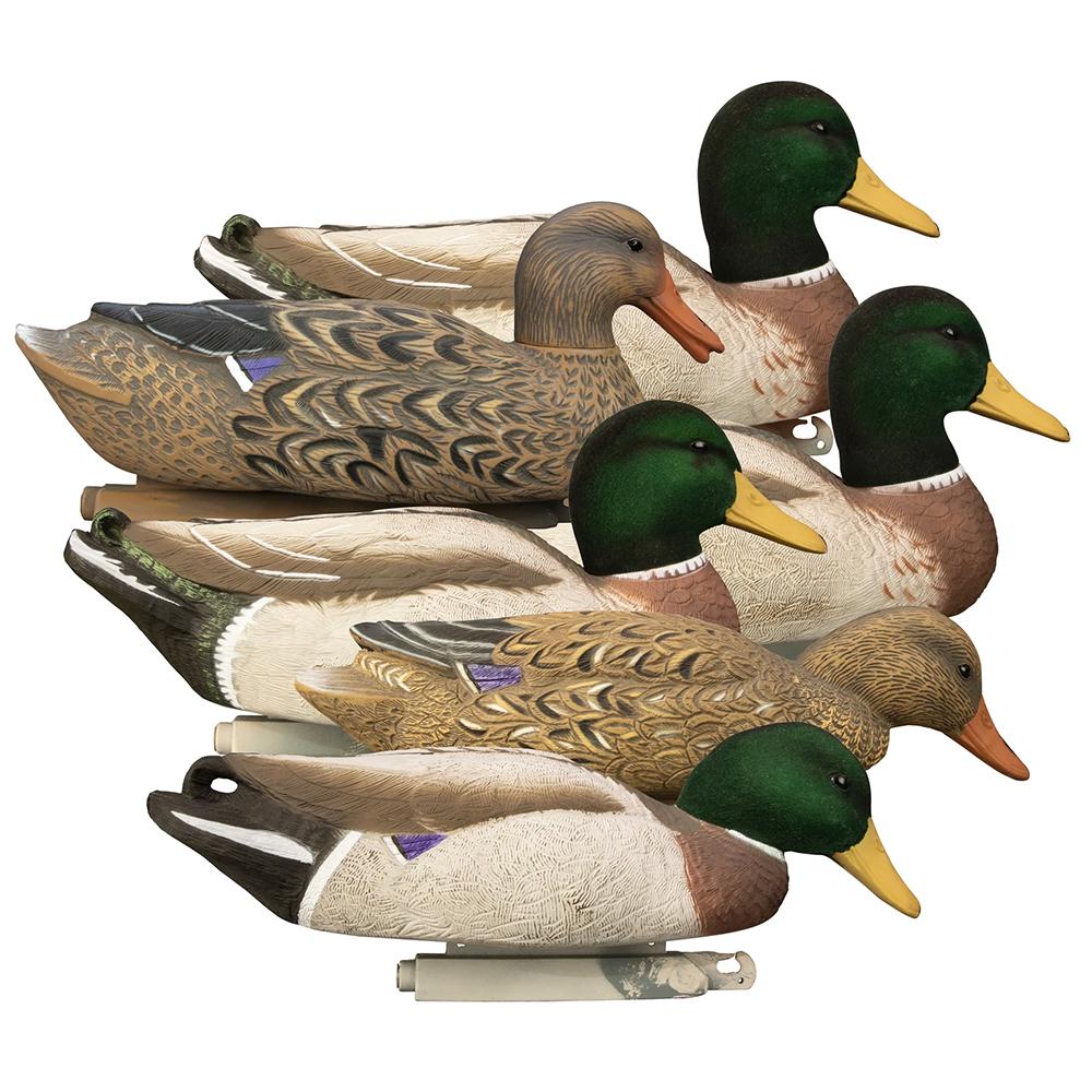 Hidgon Magnum Mallard Foam Filled Flocked Heads Duck Decoys 6/ct with Slot Bag Picture of Higdon Outdoors Hidgon Mag Mallard Foam Filled Flocked Heads plus 6 slot bag