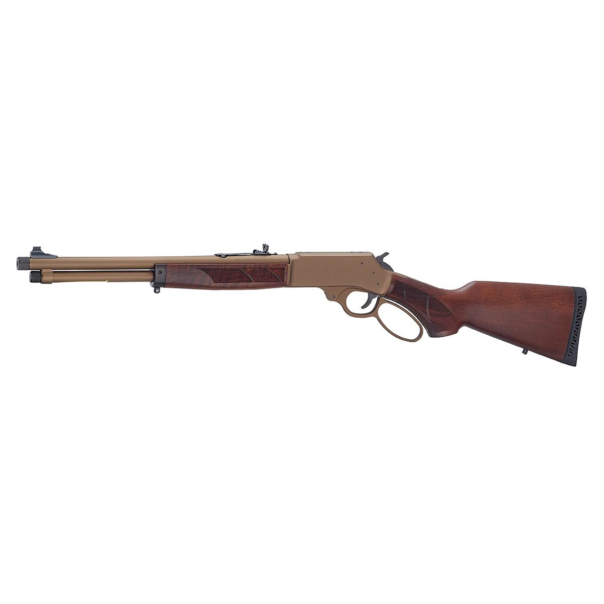 Henry H9 Explorer Carbine Rifle 360 Buckhammer 5rd Capacity 16.5" 5/8x24 Threaded Barrel Walnut Stock Picture of Henry Repeating Arms Company Henry H9 Explorer Carbine .360 Buckhammer (Burnt Bronze)