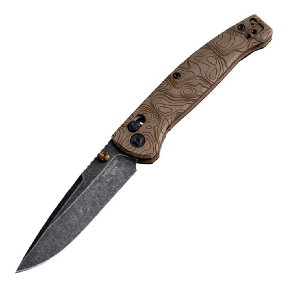 Hogue Mysto Folder Knife 3-2/5 Drop Point Blade Earth Brown Picture of Hogue Knife Mysto 3.4'' ABLE Folding Knife Clip Point Blade Earth
