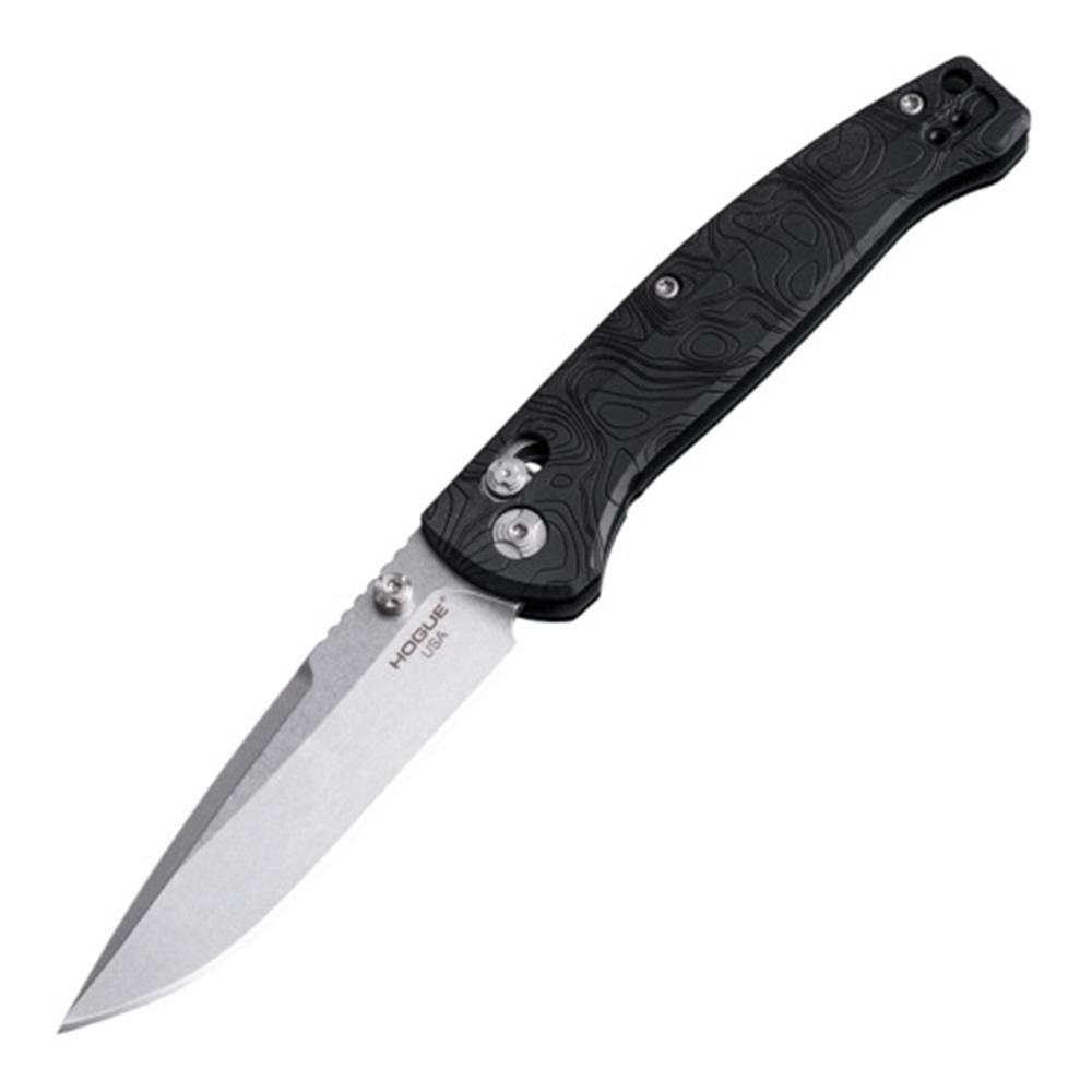 Hogue Mysto Folder Knife 3-2/5 Drop Point Blade Black Diamond Metal Picture of Hogue Knife Mysto 3.4'' ABLE Folding Knife Clip Point Blade Black Diamond Metal