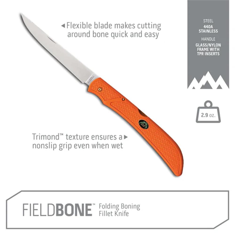 Outdoor Edge FieldBone Folding Knife 5" Boning Blade Orange Picture of Outdoor Edge Outdoor Edge Field-Bone Folding Knife Orange Boning/Fillet Knife