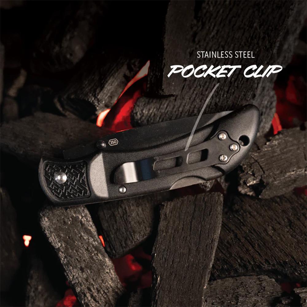 Outdoor Edge Onyx EDC Folding Knife 3-1/2" Drop Point Blades Black Picture of Outdoor Edge Outdoor Edge 3.5'' Razor Onyx Knife Black 3 Stainless Drop Point Blades