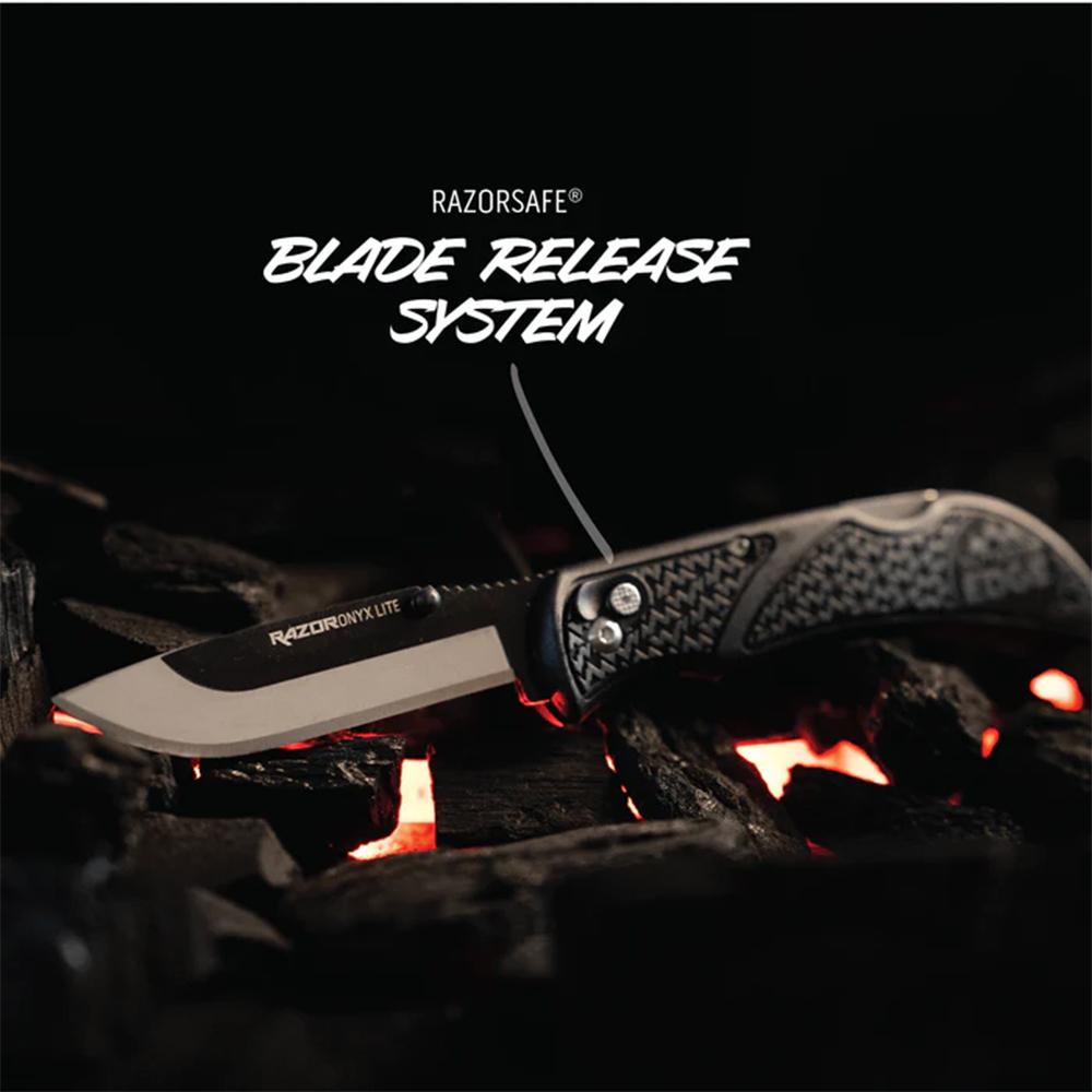 Outdoor Edge Onyx EDC Folding Knife 3" Drop Point Blades Black Picture of Outdoor Edge Outdoor Edge 3.0'' Razor Onyx Knife Black 3 Stainless Drop Point Blades